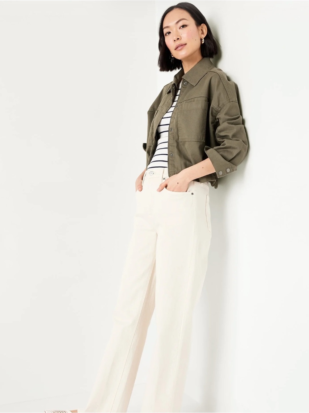 Old Navy Canvas Crop Utility Jacket